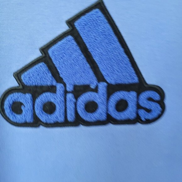 Adidas Sweatshirt Womens M Three Stripe Logo Hoodie Blue Kangaroo Pocket *Stain - Picture 4 of 14